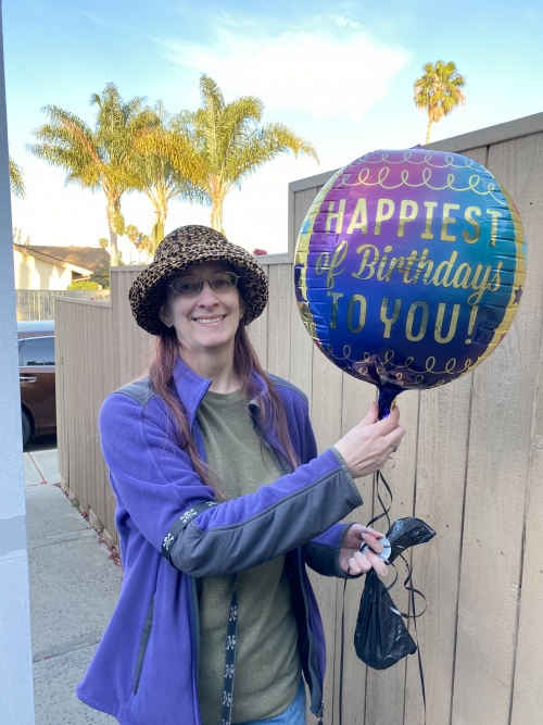 My surprise to her wishing her a happy birthday.