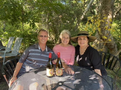 Fun in the garden wine tasting. 