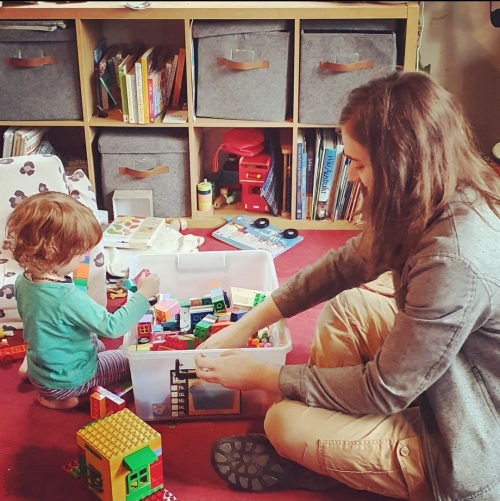 Me and my cousin playing with Duplo