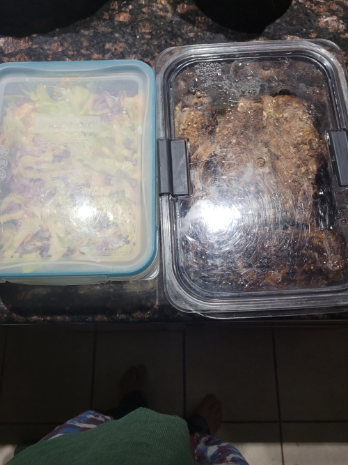 pork ribs, cole slaw