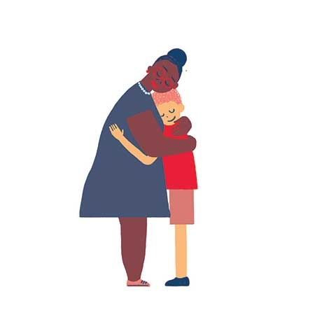 teacher hugging student