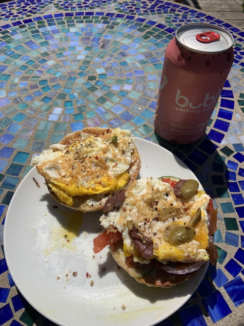 The ashwaganda helped me slowly make brunch, I ate it out back in the heat wave.. delicious!